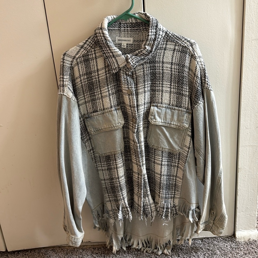 Flannel x denim jacket